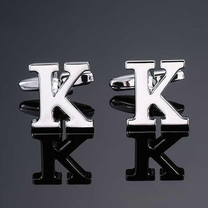 26 Dimensional Letter Style Cufflinks Silver Cufflink sweetearing K Tuxedos, Formalwear, Wedding suits, Business suits, Slim-fit suits, Classic suits, Black-tie attire, Dinner jackets, Prom suits