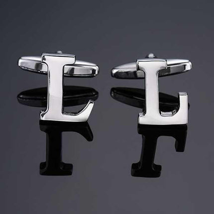 26 Dimensional Letter Style Cufflinks Silver Cufflink sweetearing L Tuxedos, Formalwear, Wedding suits, Business suits, Slim-fit suits, Classic suits, Black-tie attire, Dinner jackets, Prom suits