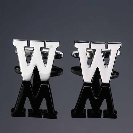 26 Dimensional Letter Style Cufflinks Silver Cufflink sweetearing W Tuxedos, Formalwear, Wedding suits, Business suits, Slim-fit suits, Classic suits, Black-tie attire, Dinner jackets, Prom suits