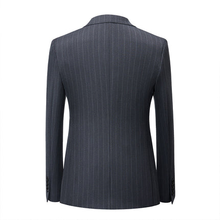 Men's Suit Set Business Wedding Striped 3-Piece( Jacket + Vest +  Pants )