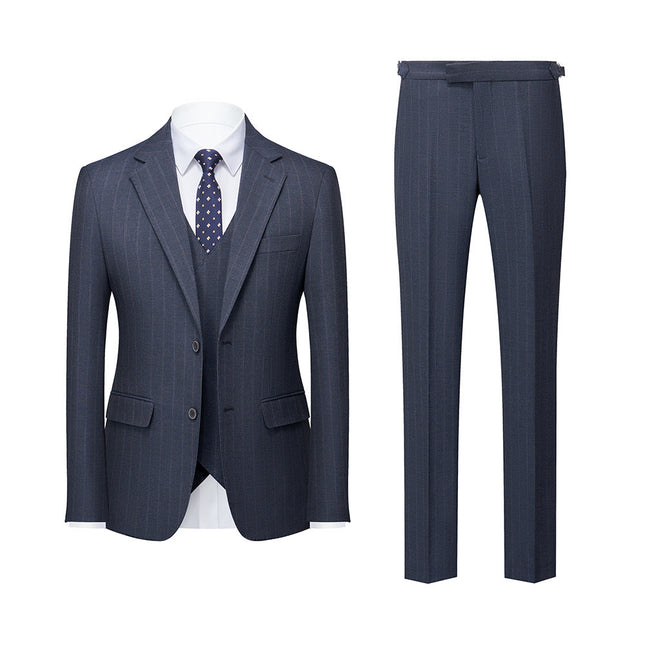 Men's 3-Piece Two Button Fashionable Striped Suit