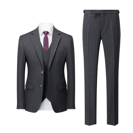 Men's 3-Piece Two Button Fashionable Striped Suit