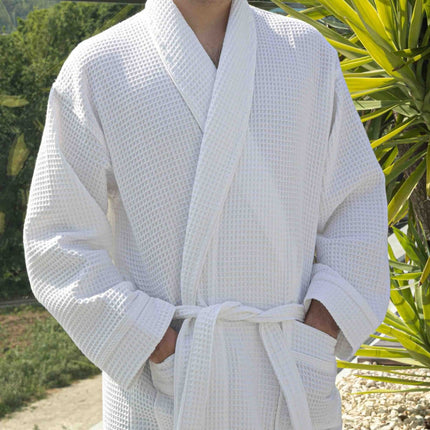 Cotton Waffle Dressing Gown Comfy Bathrobe Executive Piped Luxury Spa Style