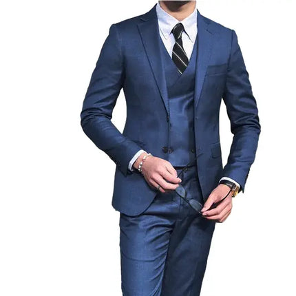 Casual Men's 3 Pieces Mens Suit Regular Fit Notch Lapel Tuxedos (Blazer+vest+Pants)