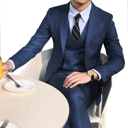 Casual Men's 3 Pieces Mens Suit Regular Fit Notch Lapel Tuxedos (Blazer+vest+Pants)