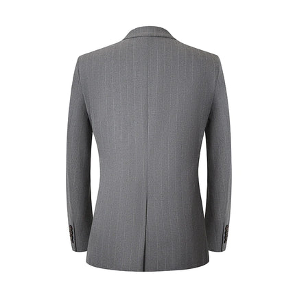 Men's Suit with Lapel Collar Casual Gray Striped 3-Piece Suit