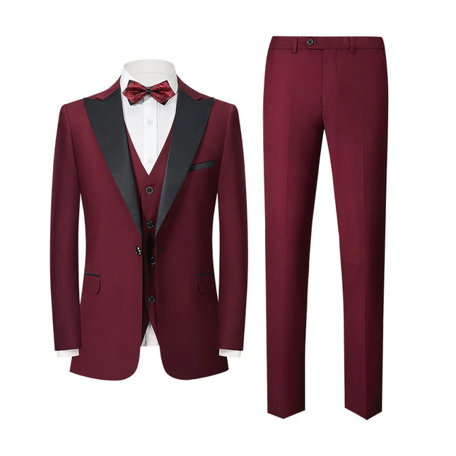 Men's Suit Set Quilted Stand Collar 3 Pieces