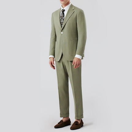 2 Piece Men's Slim Fit Suit Sage Green Suit for Wedding