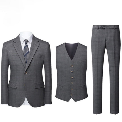 Men’s 3-Piece Casual Wedding Plaid Suit