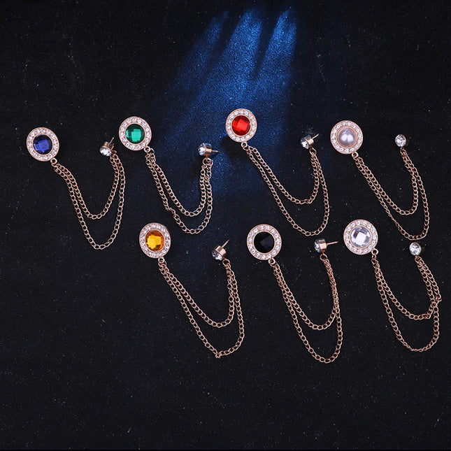 Suit Jacket Brooch with Tassel Chain