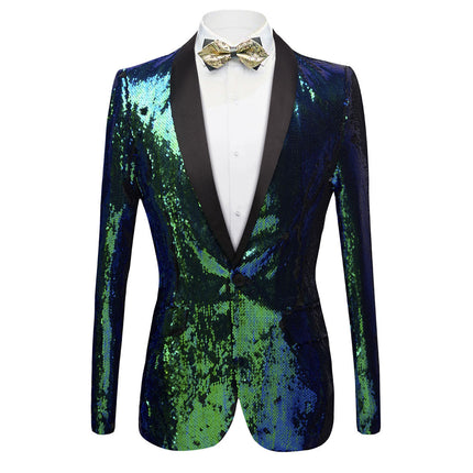 Men's Reversible Slim Fit Tuxedo Jacket Gradient Sequin Tuxedo Green Tuxedo sweetearing  Tuxedos, Formalwear, Wedding suits, Business suits, Slim-fit suits, Classic suits, Black-tie attire, Dinner jackets, Prom suits