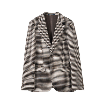 Casual Men's 2 Pieces Houndstooth Peak Lapel Tuxedos (Blazer+Pants)