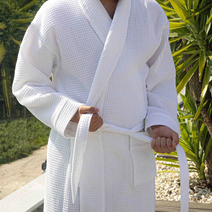 Cotton Waffle Dressing Gown Comfy Bathrobe Executive Piped Luxury Spa Style