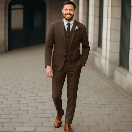 Mens 3 Piece Tweed Suits Vintage Classic Suit Tuxedos