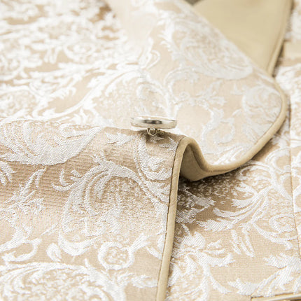 3-Piece Suit Men's Vintage Gold Damask Jacquard Suit for Prom Party Wedding