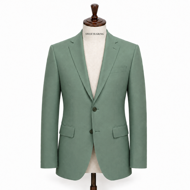 Men’s Sage Green 3 Piece Wedding Suit – Slim Fit Single Breasted Blazer