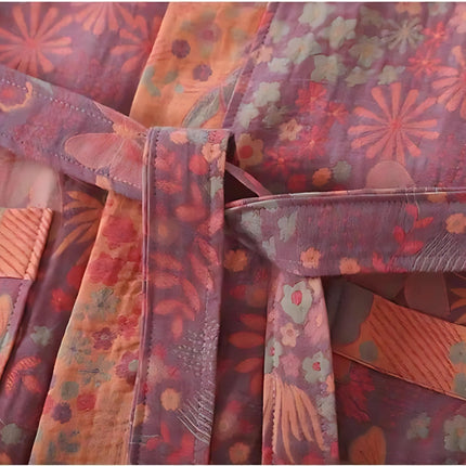Lightweight Cotton Bathrobe Luxury Dressing Gown Kimono Vintage Print Soft Comfort