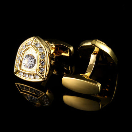 Gold Shield with Diamond Cufflinks Cufflink sweetearing  Tuxedos, Formalwear, Wedding suits, Business suits, Slim-fit suits, Classic suits, Black-tie attire, Dinner jackets, Prom suits