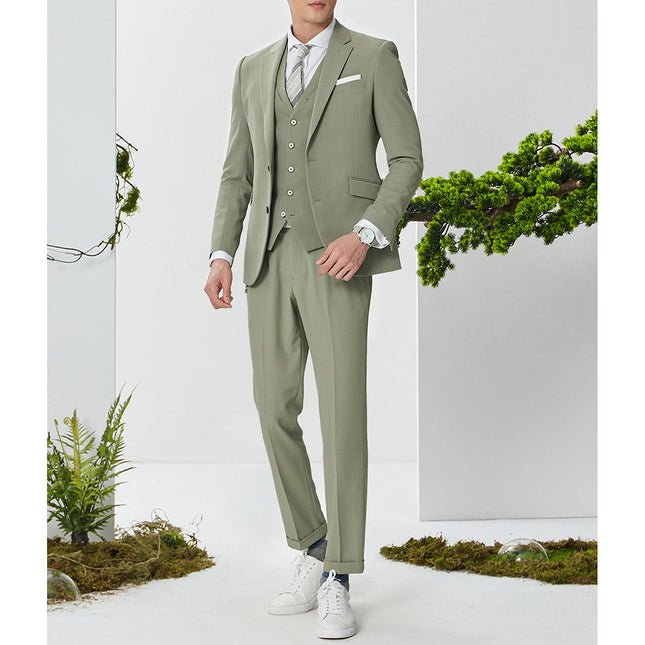 Men's Suit 3 Piece Sage Green Notch Lapel Tuxedo