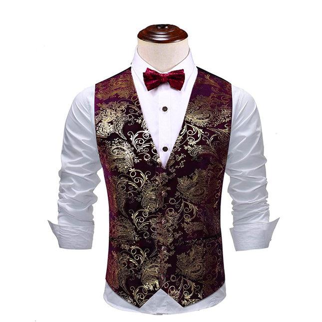 Men's Metallic Printed Vest Red-Gold Vest sweetearing Purple3XL Tuxedos, Formalwear, Wedding suits, Business suits, Slim-fit suits, Classic suits, Black-tie attire, Dinner jackets, Prom suits