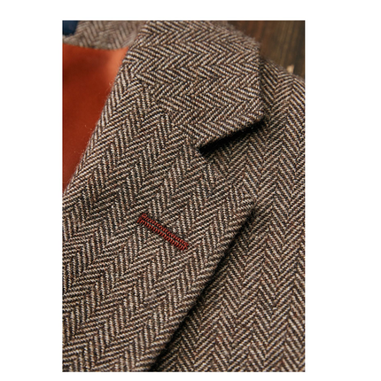 3 Pieces Herringbone Tweed Suit - Fashion 3-Piece Mens Suit with Herringbone Notch Lapel for Wedding