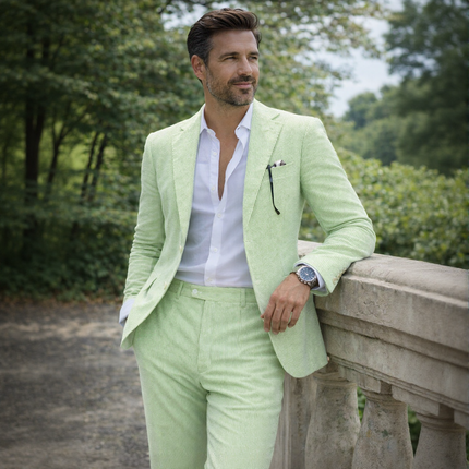 Men's Summer Beach Wedding Suits Lightweight Seersucker 2 Piece Suits