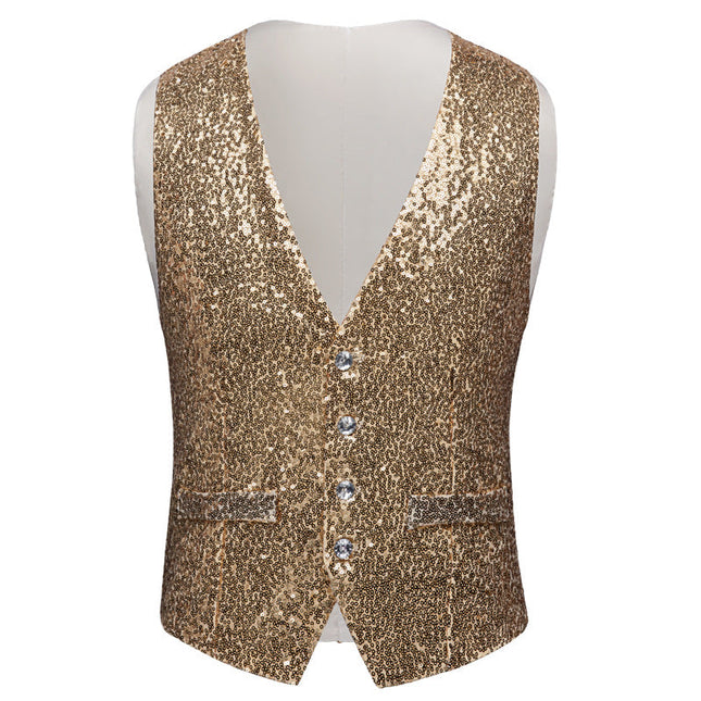 Men's Sequin Fashion Vest Gold Vest sweetearing goldXXL Tuxedos, Formalwear, Wedding suits, Business suits, Slim-fit suits, Classic suits, Black-tie attire, Dinner jackets, Prom suits