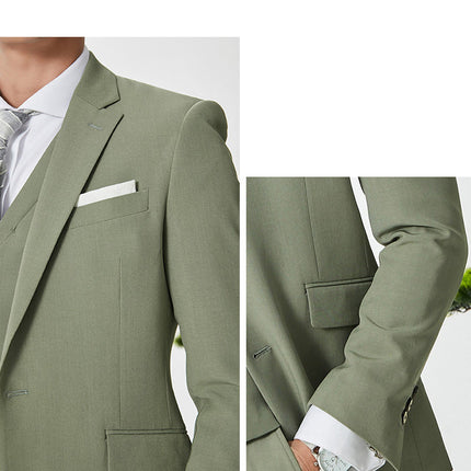 Men's Suit 3 Piece Sage Green Notch Lapel Tuxedo