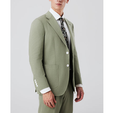 2 Piece Men's Slim Fit Suit Sage Green Suit for Wedding