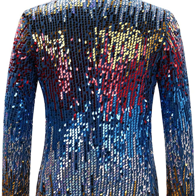 Men's Gradient Sequin Stage Dinner Jacket Blue Sequin Jackets sweetearing  Tuxedos, Formalwear, Wedding suits, Business suits, Slim-fit suits, Classic suits, Black-tie attire, Dinner jackets, Prom suits