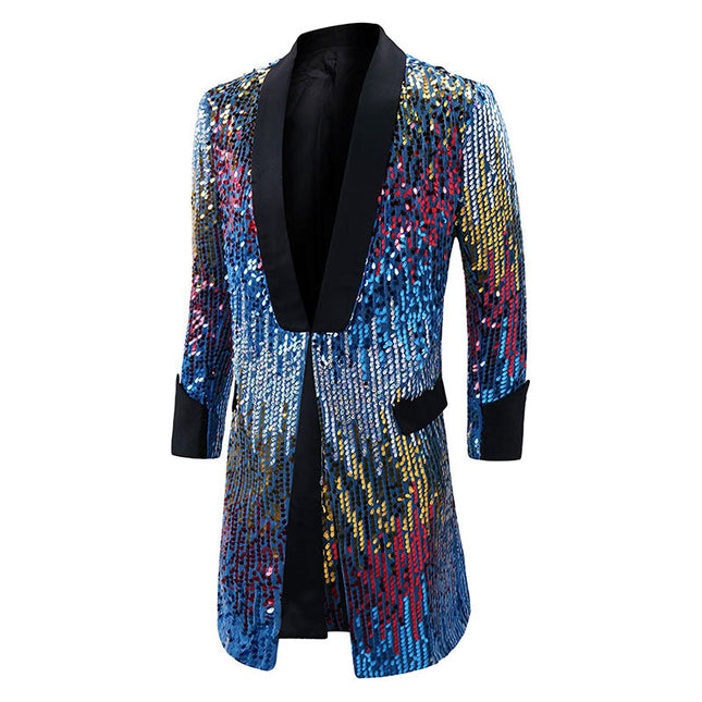 Men's Gradient Sequin Stage Long Jacket 2 Color Sequin Jackets sweetearing  Tuxedos, Formalwear, Wedding suits, Business suits, Slim-fit suits, Classic suits, Black-tie attire, Dinner jackets, Prom suits