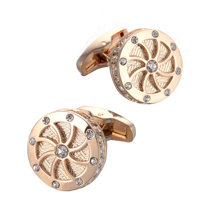 Wheel-shaped Diamond Rose Gold Cufflinks for Men Cufflink sweetearing  Tuxedos, Formalwear, Wedding suits, Business suits, Slim-fit suits, Classic suits, Black-tie attire, Dinner jackets, Prom suits