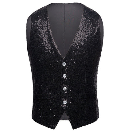 Men's Sequin Fashion Vest Black Vest sweetearing blackXXL Tuxedos, Formalwear, Wedding suits, Business suits, Slim-fit suits, Classic suits, Black-tie attire, Dinner jackets, Prom suits