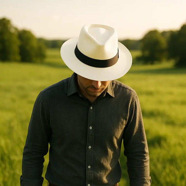 Classic Handmade Panama Hat Black Band