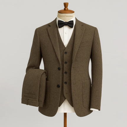 Sweetearing Tweed Suit Men's Vintage Classic Tuxedos