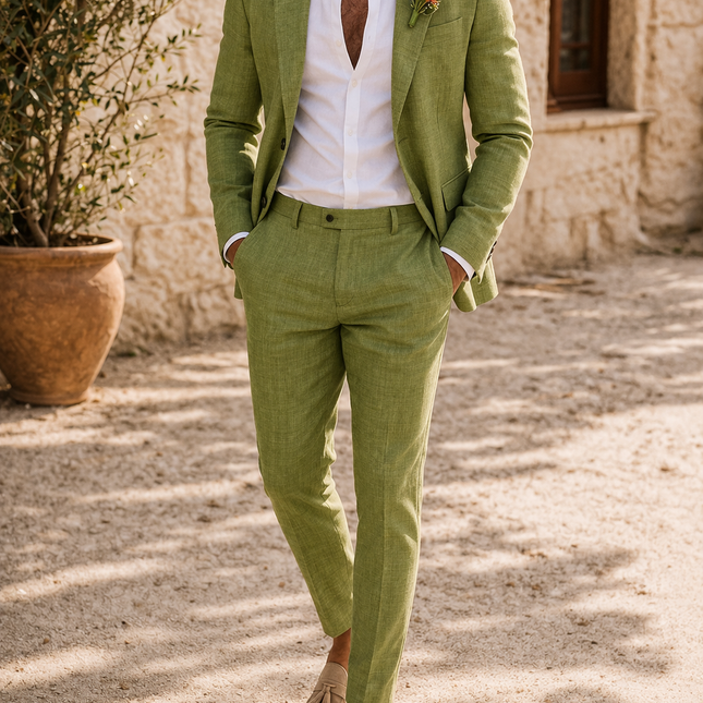 Men’s Linen Tailored Two Piece Wedding Suit By Sweetearing