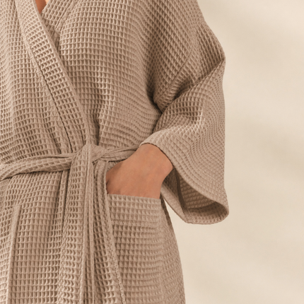 Cotton Waffle Dressing Gown Comfy Bathrobe Executive Piped Luxury Spa Style
