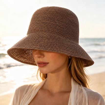 Foldable Straw Hat For Women Sun Protection and Beach Vacation Korean Style Boho Holiday Travel
