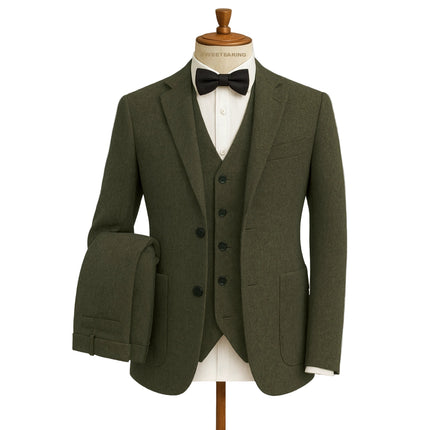 Mens 3 Piece Tweed Suits Vintage Classic Suit Tuxedos
