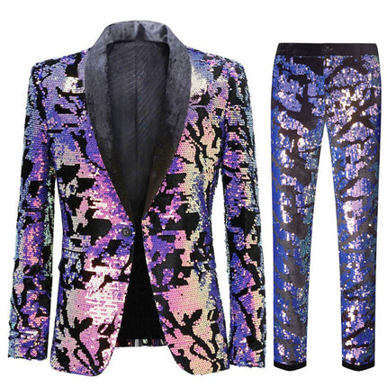 Mens Reversible Slim Fit Suit Sequin Velvet Tuxedo Purple 2 Pieces Suit sweetearing PurpleBlazerPurpleBlackPant3XL Tuxedos, Formalwear, Wedding suits, Business suits, Slim-fit suits, Classic suits, Black-tie attire, Dinner jackets, Prom suits， Christmas Party, Christmas Graduation Prom, Christmas Prom Party,  Graduation Suit, Christmas, Christmas Wedding, Christmas Prom, Christmas Party, Christmas Stage, Christmas Dating