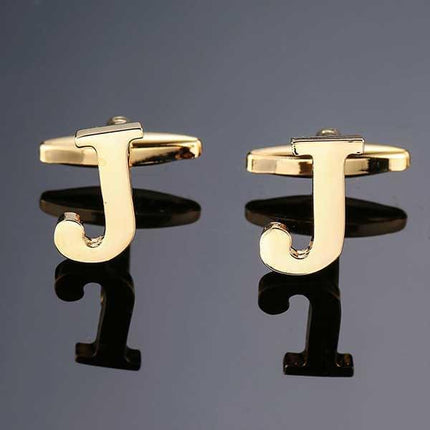 26 Dimensional Letter Style Cufflinks Gold Cufflink sweetearing J Tuxedos, Formalwear, Wedding suits, Business suits, Slim-fit suits, Classic suits, Black-tie attire, Dinner jackets, Prom suits