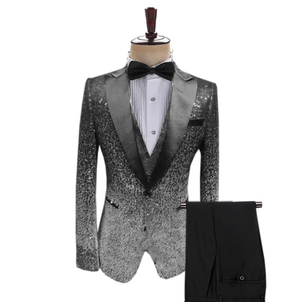 Men's Gradient Sequined Tuxedo Suit Peak lapel - Fashion mens' suit