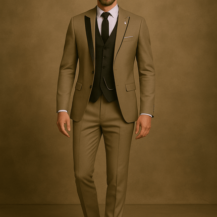 Men’s 3 Piece Slim Fit Suit Blazer Waistcoat and Trousers Set for Formal Events