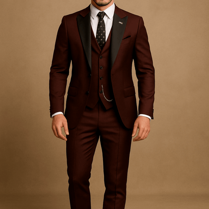 Men’s 3 Piece Slim Fit Suit Blazer Waistcoat and Trousers Set for Formal Events