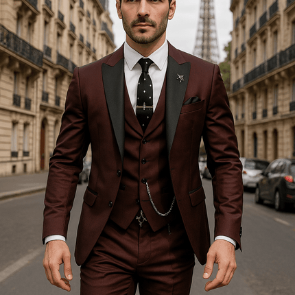 Men’s 3 Piece Slim Fit Suit Blazer Waistcoat and Trousers Set for Formal Events
