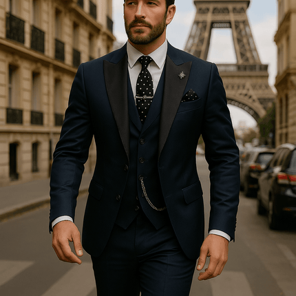 Men’s 3 Piece Slim Fit Suit Blazer Waistcoat and Trousers Set for Formal Events