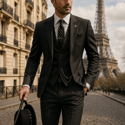 Men’s 3 Piece Slim Fit Suit Blazer Waistcoat and Trousers Set for Formal Events
