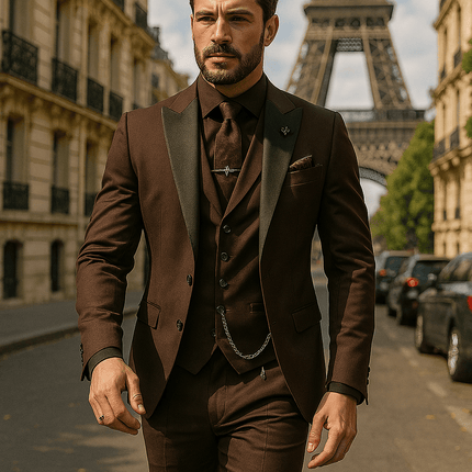 Men’s 3 Piece Slim Fit Suit Blazer Waistcoat and Trousers Set for Formal Events