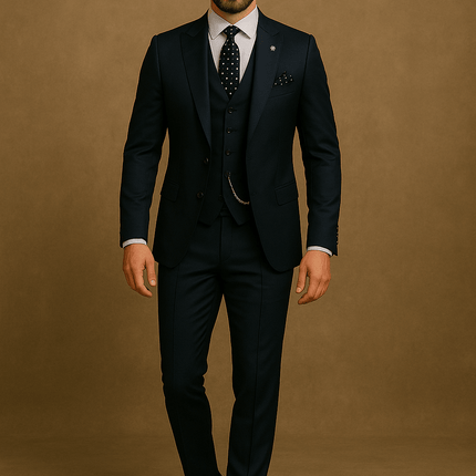 Men’s 3 Piece Slim Fit Suit Blazer Waistcoat and Trousers Set for Formal Events