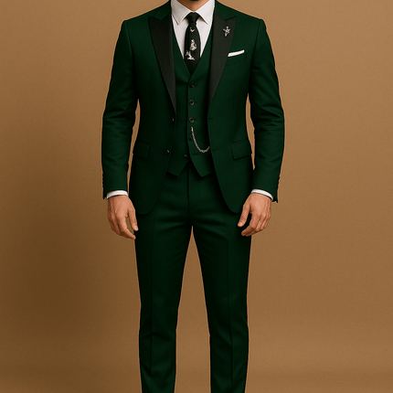 Men’s 3 Piece Slim Fit Suit Blazer Waistcoat and Trousers Set for Formal Events